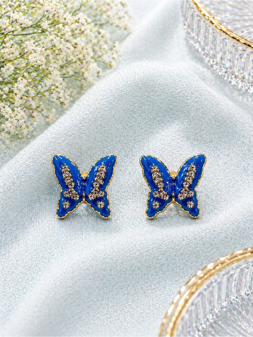 😍 SPECIAL CLEARANCE Cobalt Blue Butterfly Crystal Stud Earrings